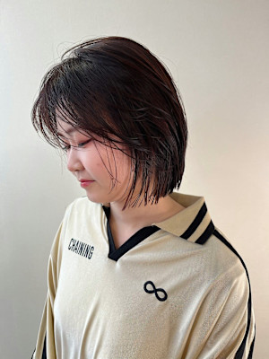 ボブレイヤー 顔周りレイヤー ダークブラウン イルミナカラー