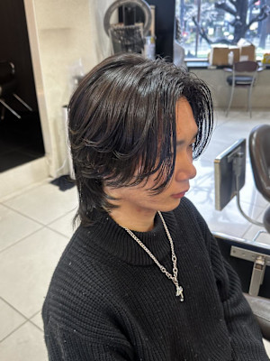 韓国マッシュセンターパートダウンパーマニュアンスパーマウルフ