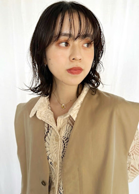 レイヤーカット/ミディアム/肩はね/こなれミディ/くびれヘア