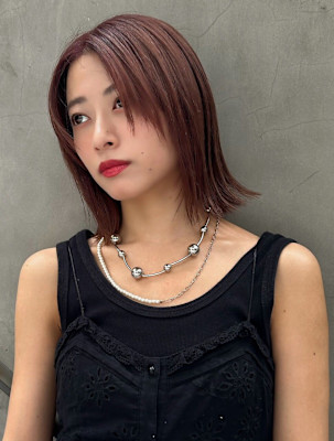 ボブ/切りっぱなし/暖色カラー/こなれミディ/イメチェン/