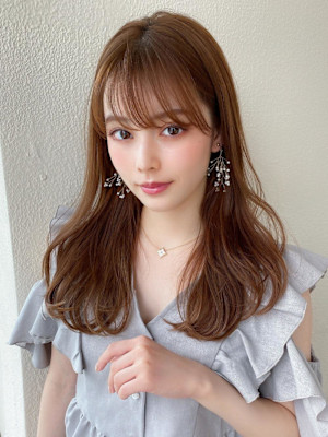 イメチェンロングレイヤー顔周りレイヤー後れ毛小顔カット美髪