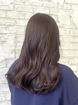 ブリーチなし春色カラーピンクブラウンロングレイヤー