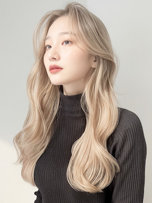 透明感ブロンドロング
