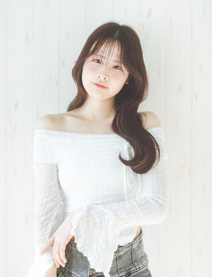 韓国風 ロング レッドブラウン レイヤー 20代 30代