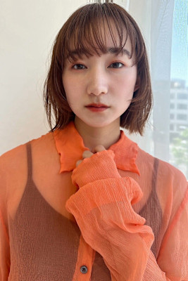 暖色カラー/ボブ/くびれ/レイヤー/ブリーチなし