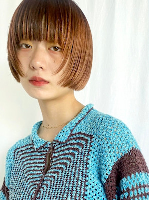 暖色カラー/オレンジカラー/ボブ/10代/20代/30代/