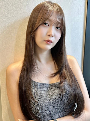 顔まわりレイヤー/秋カラー/ブラウンベージュ/