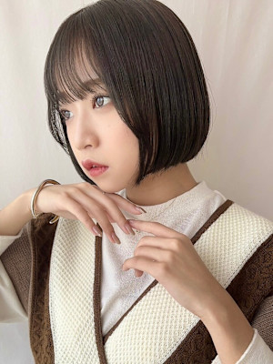 ボブカット/シースルーバング/小顔カット/ブリーチなし/20