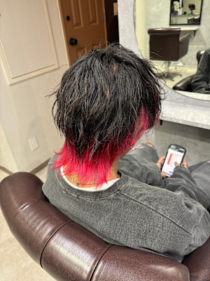 ウルフ×襟足カラー×ブリーチ