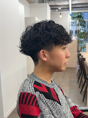 メンズカットツイストスパイラルパーマニュアンスパーマショート