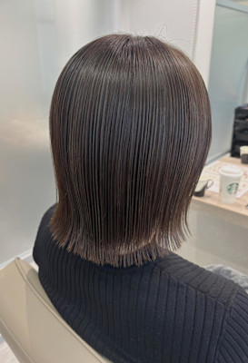 細ハイライト/切りっぱなしボブ/グレージュ＊