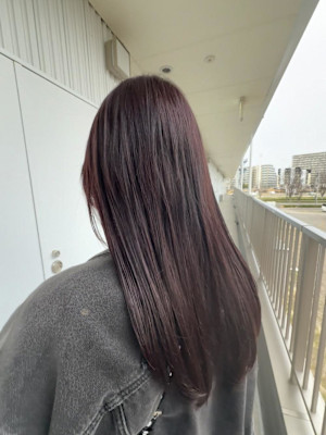 ブリーチなし×ワインレッド