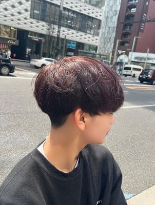 銀座　理容室　デザインカラー　メッシュカラー