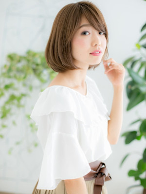 【博多美容室NAVY】キャラメルベージュの小顔ボブe