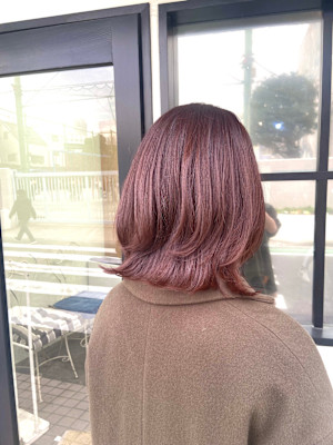 ふんわり外ハネ【ミディアム】×ピンク