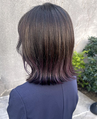 暗めカラー　ツヤ感ラベンダーパープル　グラデーションカラー