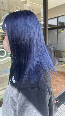 【ゾエ】青髪/ブリーチカラー/ブルー/ブルベ/ネイビーブルー