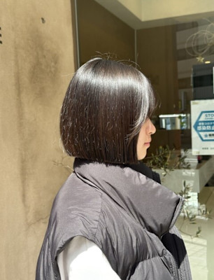 縮毛で作る切りっぱなしボブ