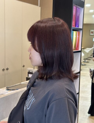 ブリーチなしレッドブラウンカラー