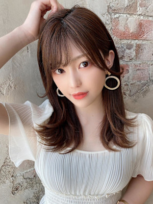 イメチェン美髪外ハネボブミディアムストレート寒色系カラー