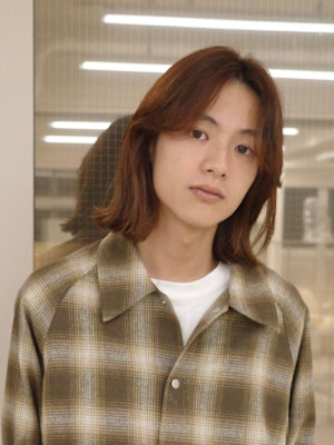 メンズボブ/外ハネ/センターパート/ナチュラルブラウン