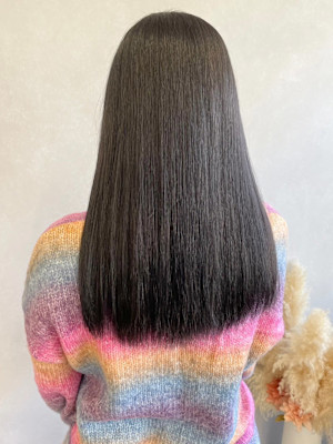 シアーグレージュストレートヘア＊ブリーチなし透明感カラー