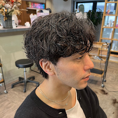 STYLE藤沢メンズカット黒髪ゆるめシャドウパーマ