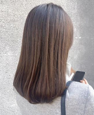 ワンレンミディアム　オリーブベージュ