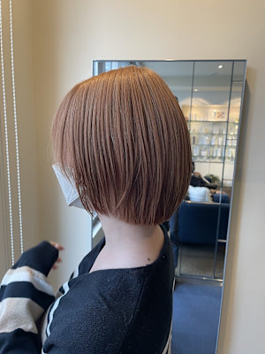 【W_SALON 河原町】オレンジベージュ×ボブ/前上がりボ