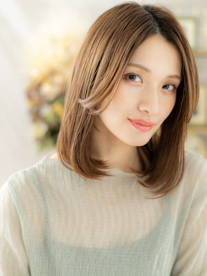 2wayバング小顔センターパート抜け感セミディ　姫カットレイ