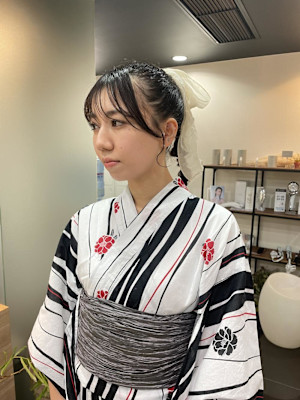 [風花]浴衣着付け＋ヘアセット ポニテアレンジ