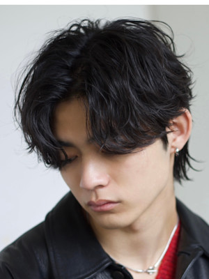 フェザーパーマ/センターパート