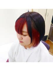 顔周りインナーカラーショートボブ
