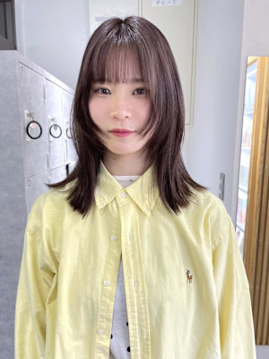 ブリーチ/ブラウン/ラベージュ/顔周りカット/顔周りウルフ