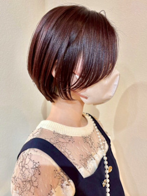 グレージュ マッシュショート レイヤーボブ 20代 30代