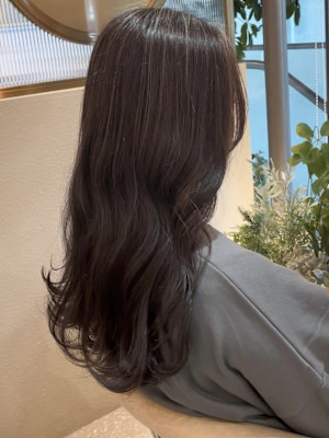 ナチュラルハイライト くすみカラー グレージュ ゆる巻き