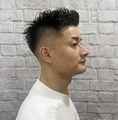 メンズ／スキンフェード／ベリーショート／アップバング