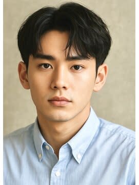 ブルーブラック 韓国センターパート　メンズヘア　RK