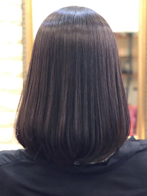髪質改善 縮毛矯正 ミディアムボブ ナチュラルブラック 艶髪