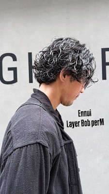 外国人風ボブサーフカール/メンズボブパーマ