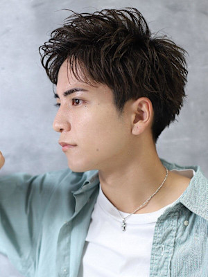 メンズパーマアップバング