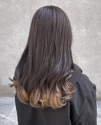 毛先カラー　ナチュラルベージュ