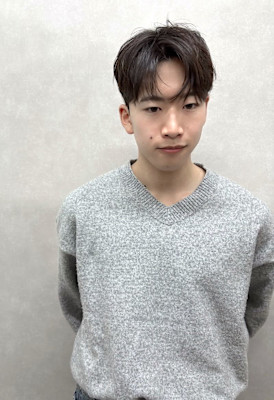 韓国ダウンパーマメンズカット/コンマバングフェザーショート