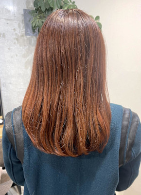 オレンジインナーカラー　オレンジブラウン