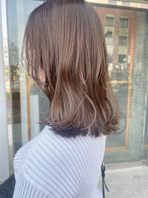 伸ばしかけミディアム/透明感カラー