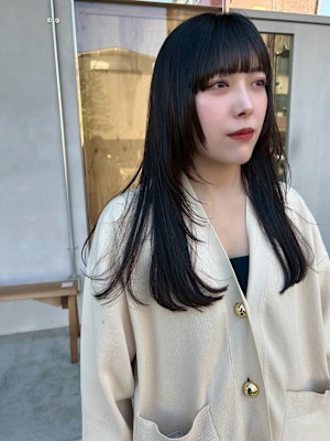 ロングレイヤー/黒髪/顔まわり