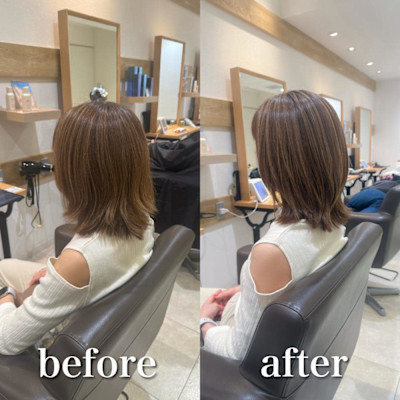 白髪ぼかしハイライトカラー30代40代50代ブルーグレージュ