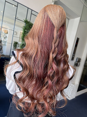 【W_SALON 河原町】オレンジ×ピンクオレンジ/ツートン