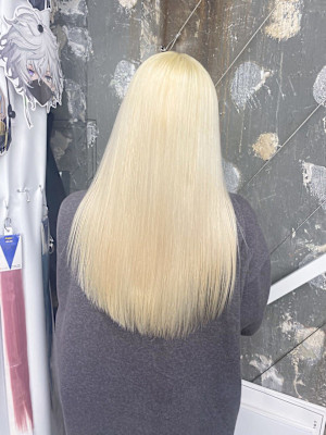 ブロンドホワイトアッシュストレート韓国ヘアハイトーンカラー