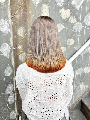 ミルクティーアッシュベージュオレンジハイトーンカラー